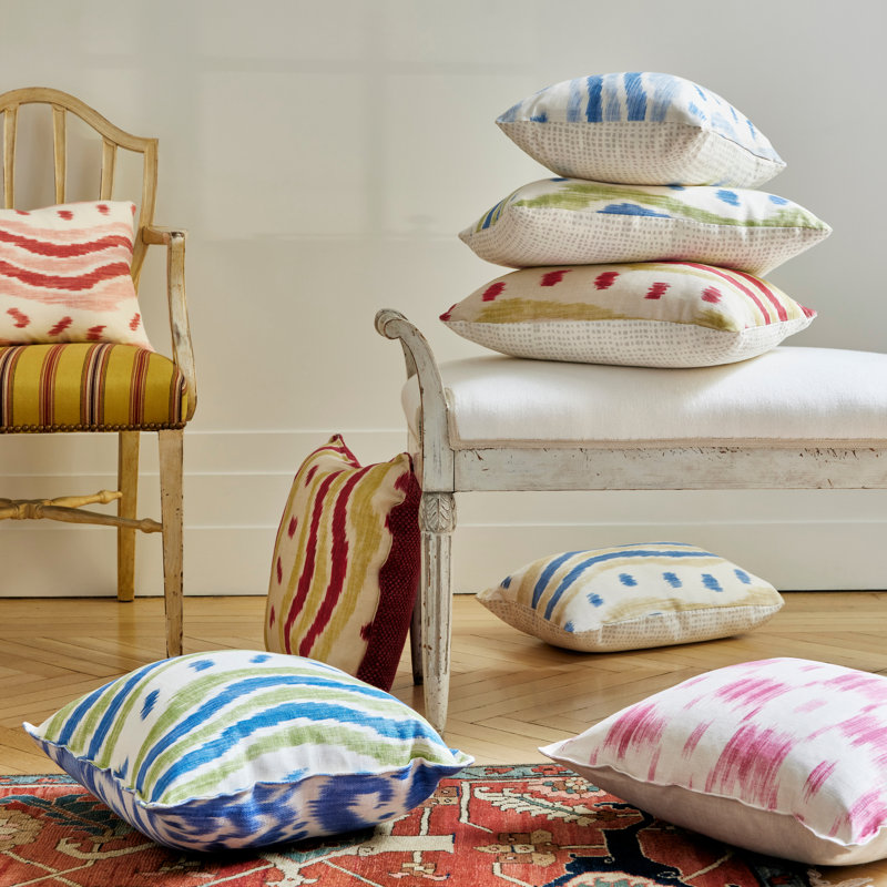 Ikat Stripe Fabric, Pale Blue