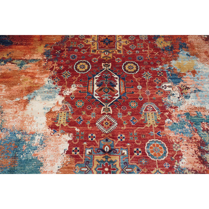 High-Quality Hand-Knotted Red And Multi Area Rug