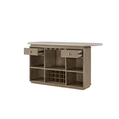 Marielle Stone & Rope Counter Height Bar – Toffee Finish