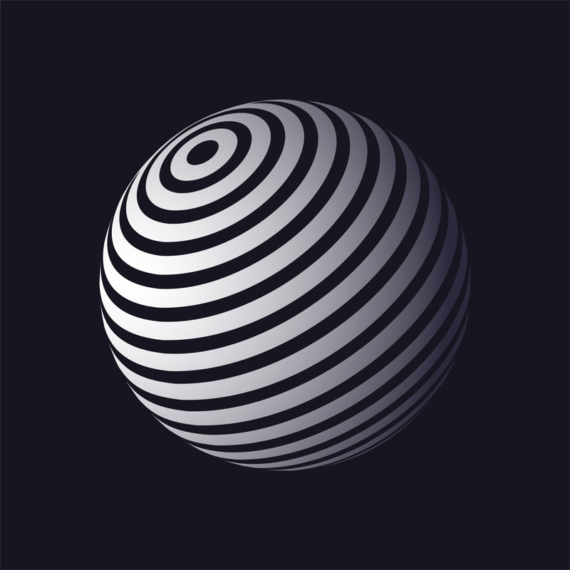 Striped Sphere Object - Wrapped Canvas Print, 122cm H x 122cm W x 3.8cm D