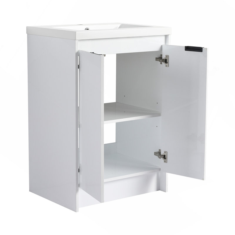 48" Freestanding Bathroom Vanity With Sink, and 2-Storage Cabinet, 2-Wall Cabinet, Soft Closing Doors and Drawer, Glossy White, Plywood ( KD-Packing )