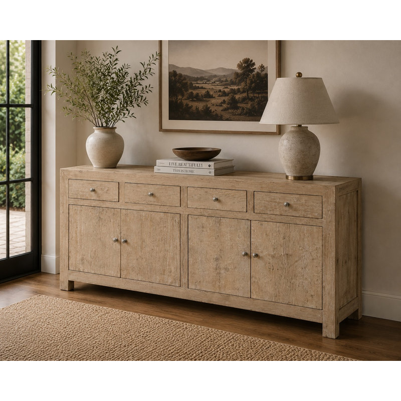 72'' W Solid Wood Sideboard, Brown