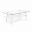 Table basse moderne en verre rectangulaire avec tablette en bois et structure en métal, table de salon moderne-156893611-156893609