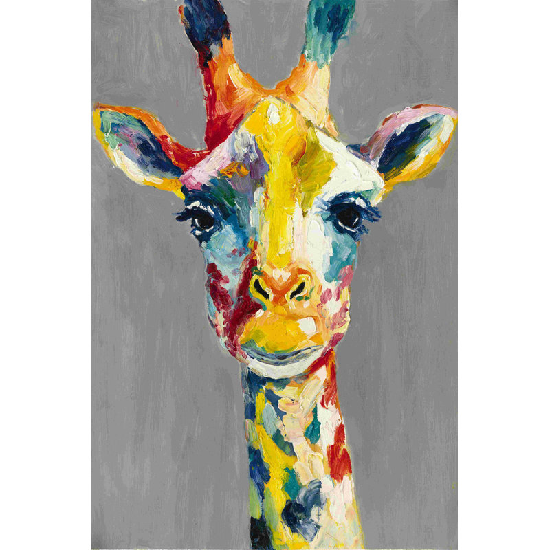 Girafe - peinture sur toile tendue, H 36 po x l 24 po, Toile tendue, No Frame