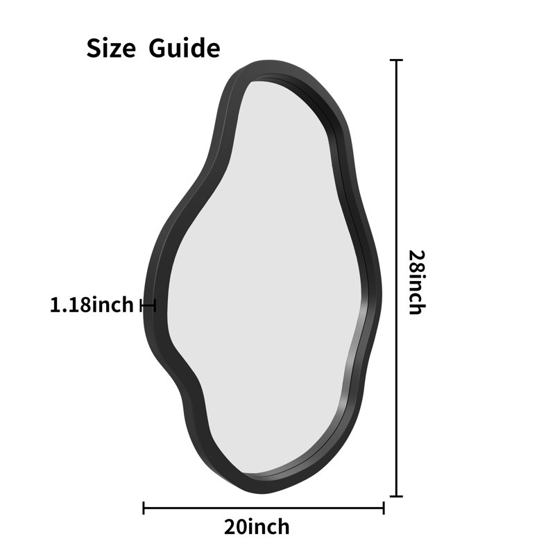 Wood Asymmetrical Mirror, Black