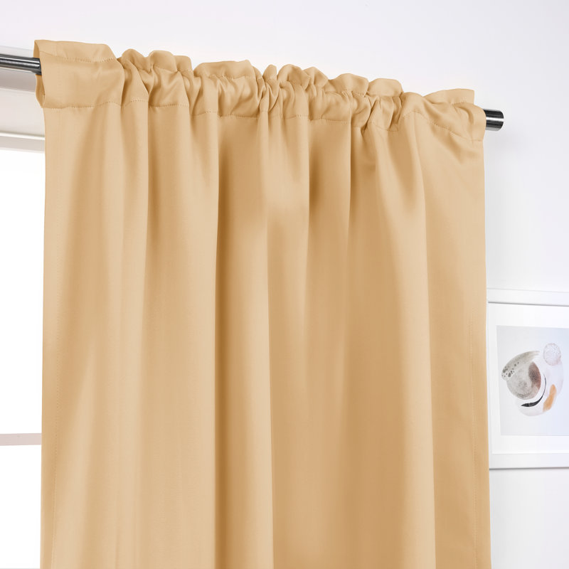 Bantam Solid Blackout Thermal Rod Pocket Curtain Panels, 52" W x 54" L, Sunlight