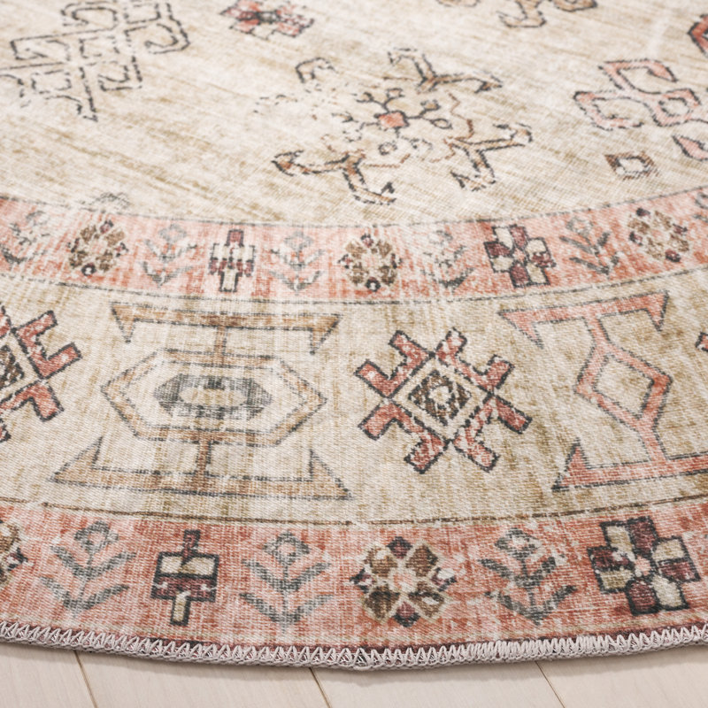 Maritess Machine Washable Performance Oriental Rug, Round 6'