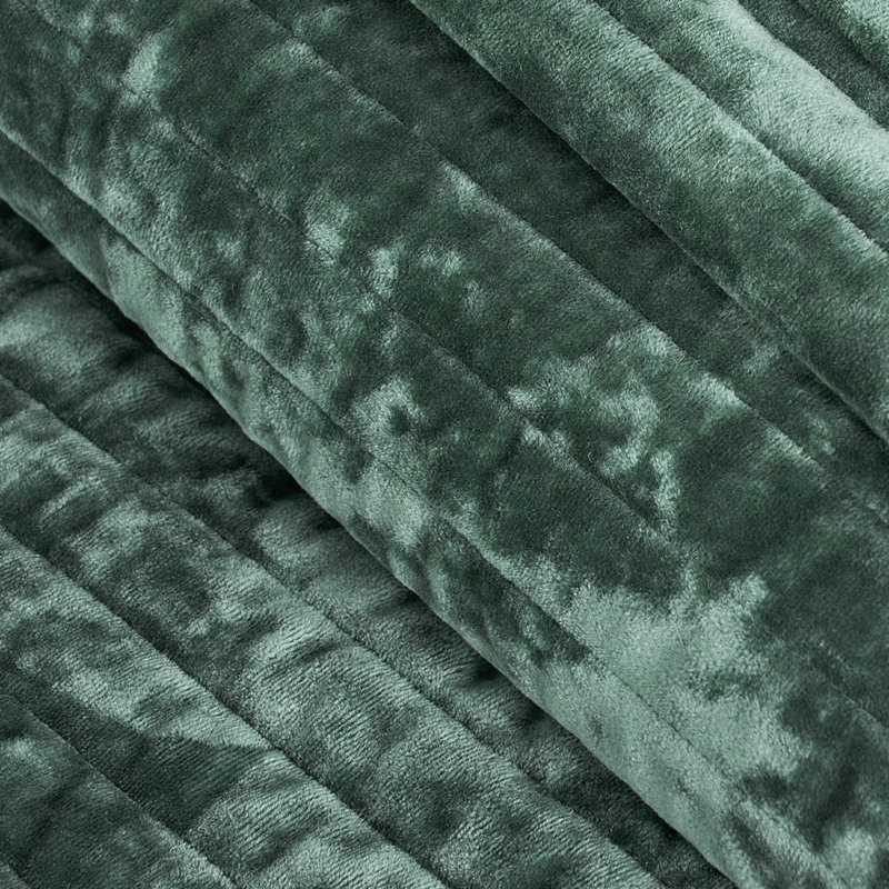 Ensemble de courtepointe Luxe Velvet Channel, Courtepointe grand + 2 taies décoratives, Vert foncé