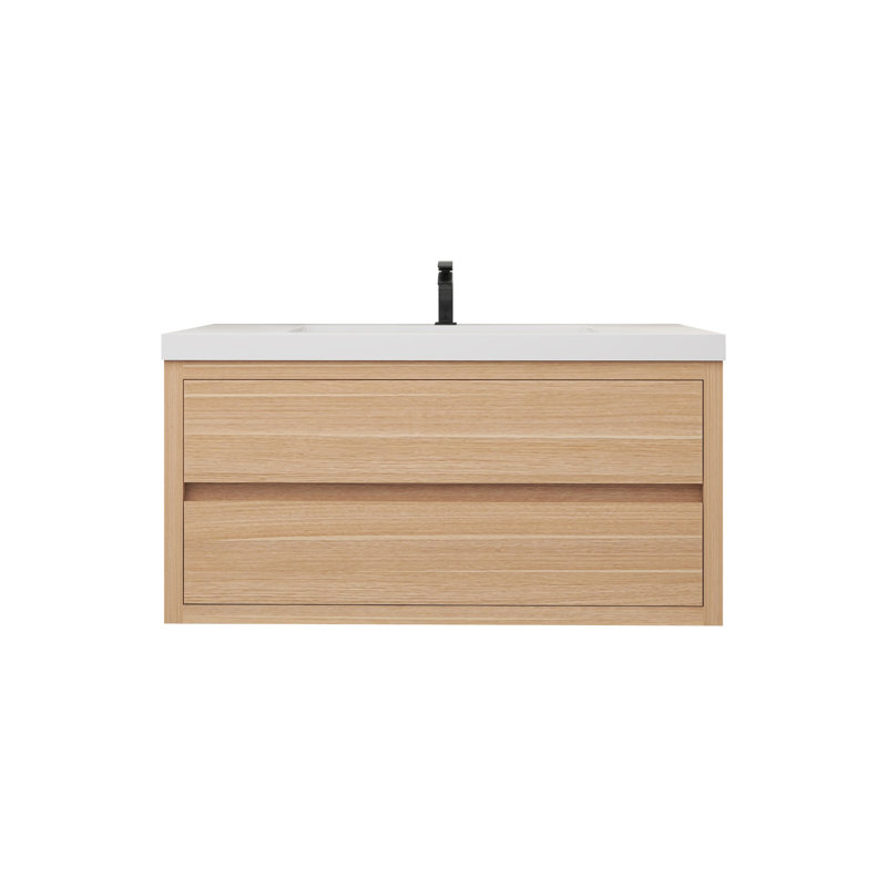 Meuble-lavabo simple 41,5 po avec plateau Futral, Chêne clair