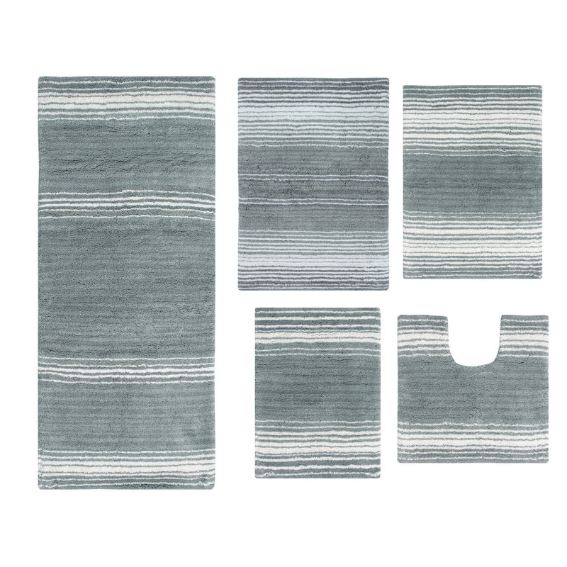Highlawn 5 Piece Bath Rug Set, Gray
