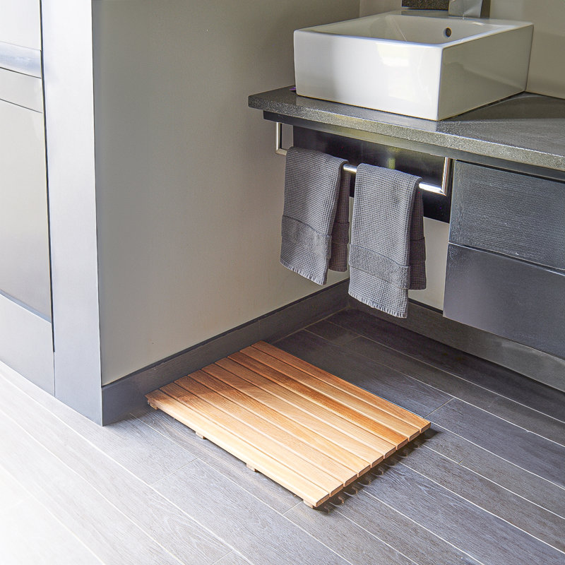 Natural Teak Wood 26" x 16" Shower Mat
