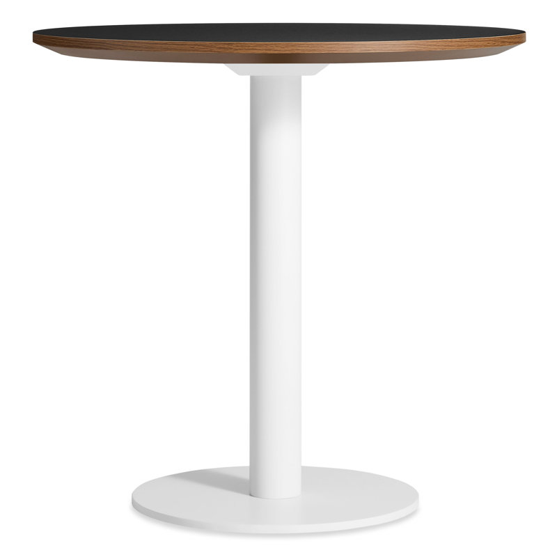 Easy Round Dining Table, Walnut, 29" H x 30" W x 30" L, Matte White