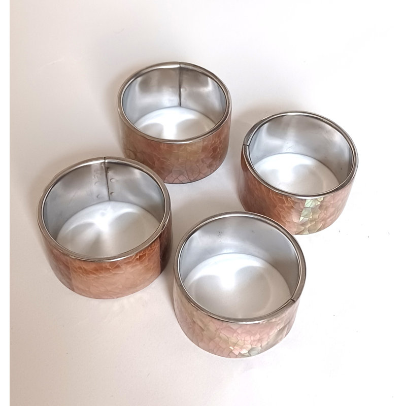 Ensemble de 4 anneaux à serviette en aluminium avec rebord brun écrasé