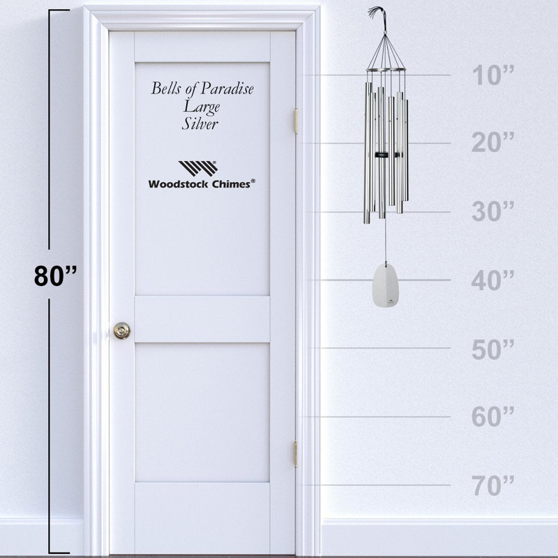 Carillon Bells of Paradise ™, H 44 po x l 7,5 po x P 7,5 po, Argenté / blanc