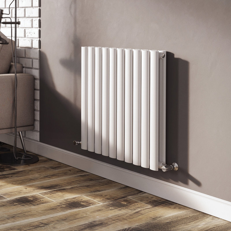  Horizontal Oval Panel Radiators, White, 600mm H x 590mm W