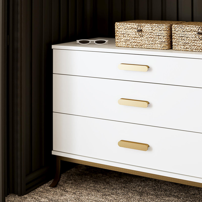 white and gold small dresser Portishead 3-Drawer with Oval Handles, & fav