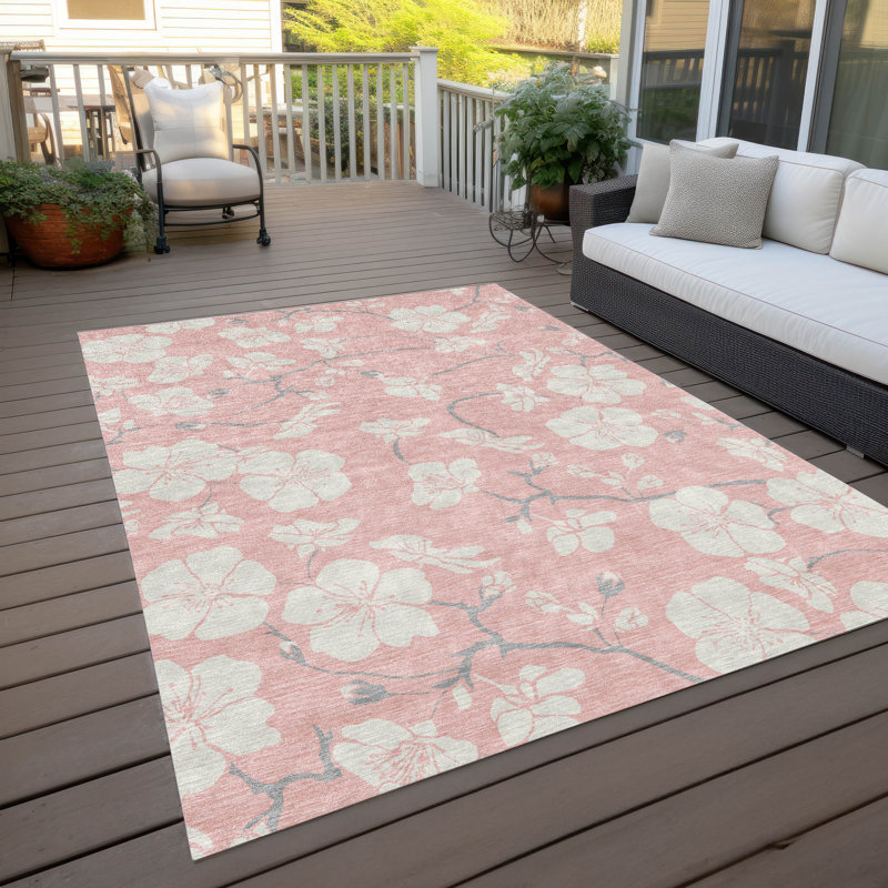 Ensa Pink Washable Indoor-Outdoor Rug - , 5' x 7'6"