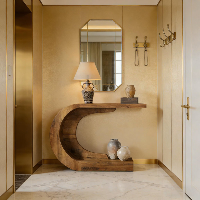 Table de couloir contemporaine, console moderne, table basse en forme de C