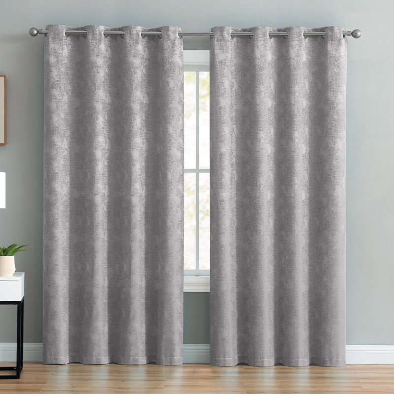 Panneau de rideau à œillets Rosalie, Gris anthracite, L 55 po x L 90 po