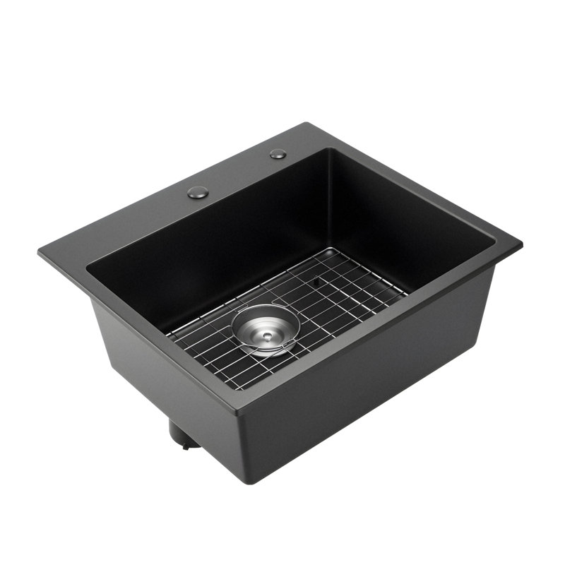 25 Inch Granite Kitchen Sink Top Mount Single Bowl Drop-In Basin For RV Bar