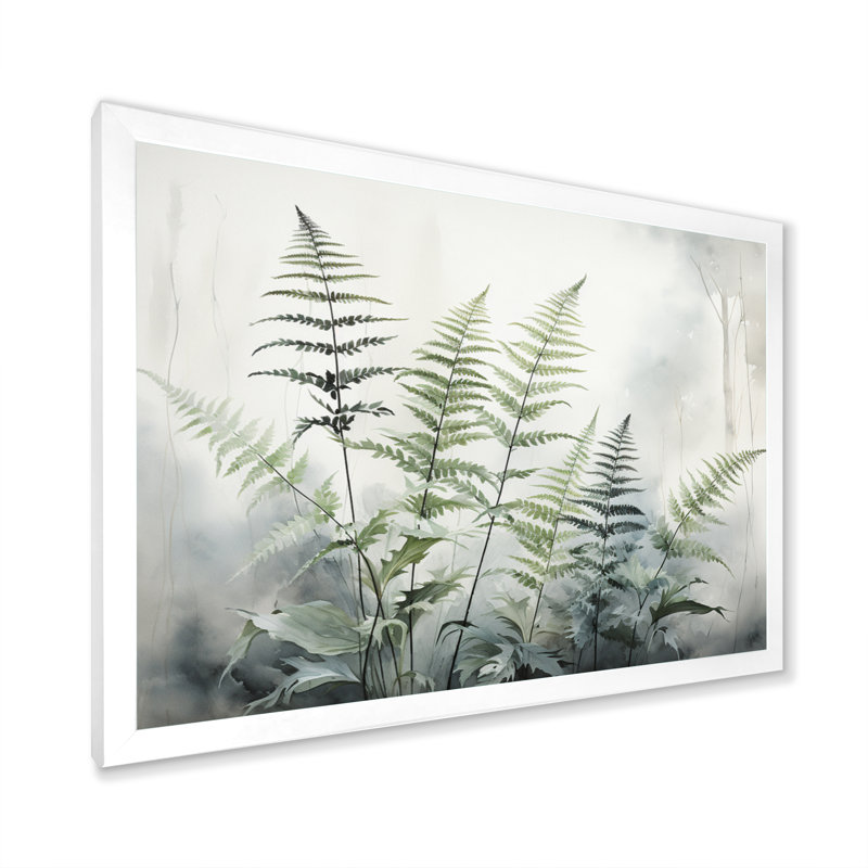 Ferns Silver Whispers II - fougères, impressions sur toile, Cadre simple blanc, H 30 po x l 40 po x P 1,5 po