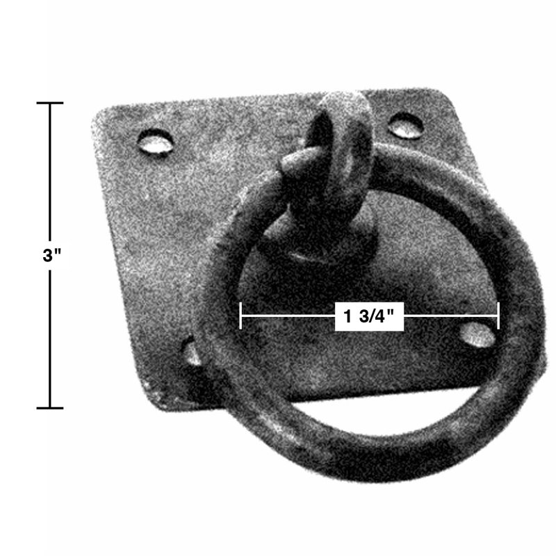 Rustic Black Iron Cabinet Ring Pulls with Mounting Hardware