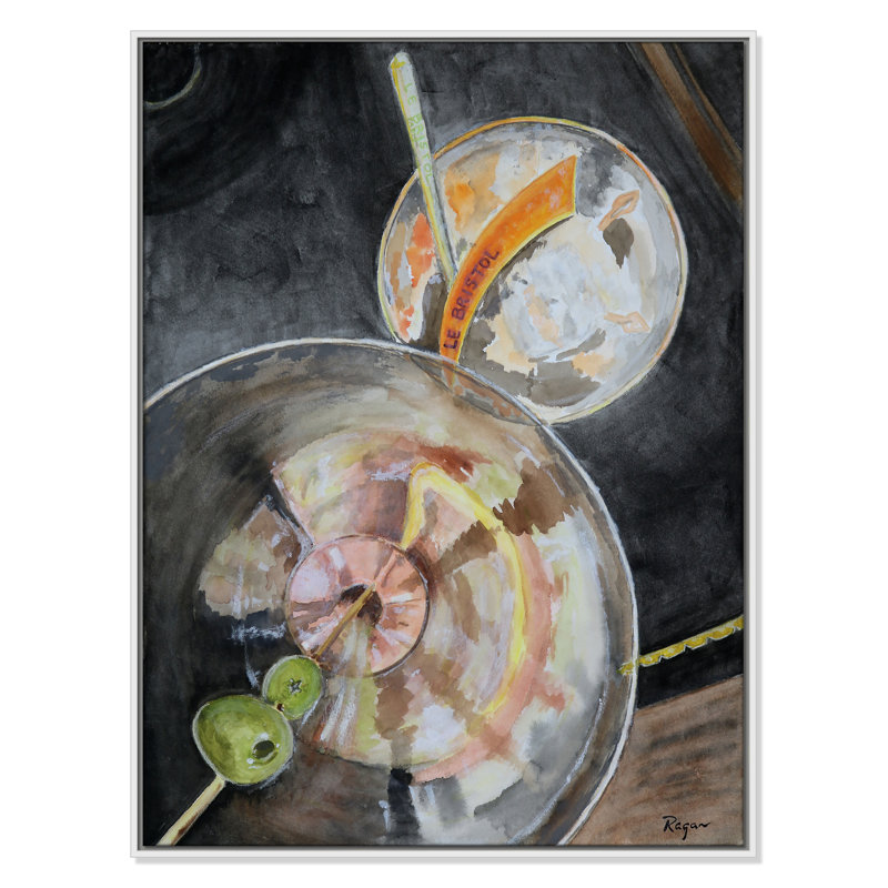 Impression de cocktails au Bristol par Mike Ragan pour , H 41,5 po x l 31,5 po, Blanc