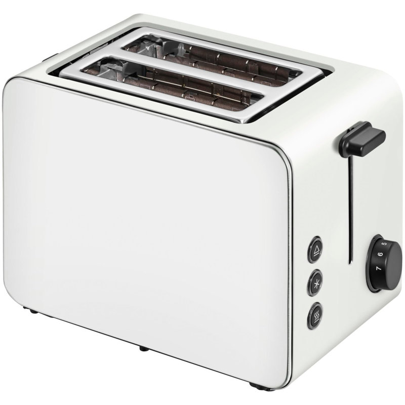 Toaster 2 slices stainless steel, double slot toaster with bread roll attachment, bagel function, 7 browning levels, 900W, toaster stainless steel matt gray