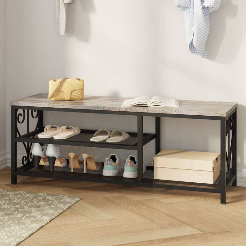 Banc de rangement pour chaussures avec tablettes