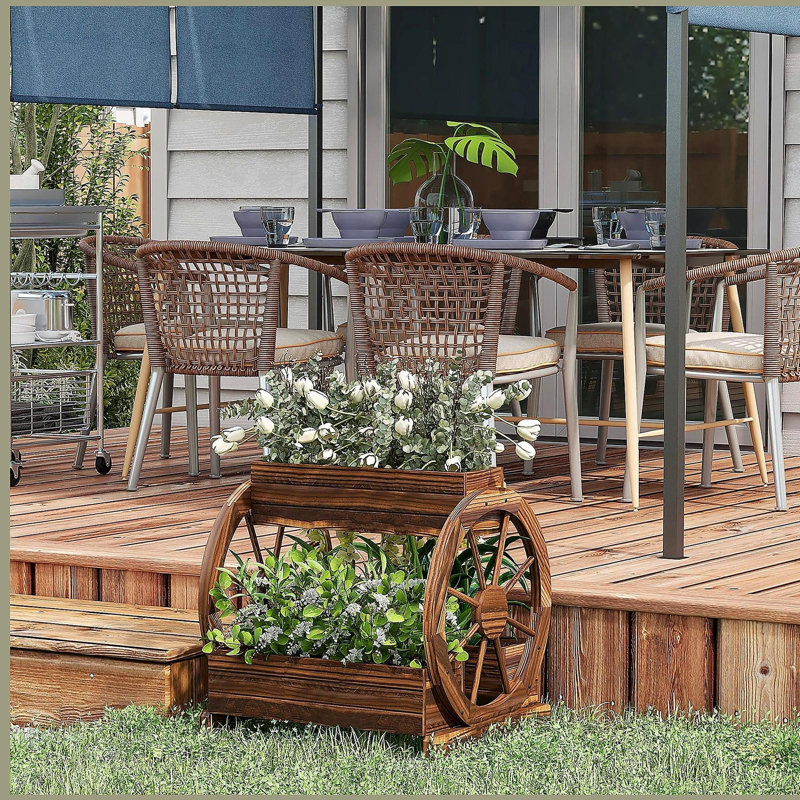 Lit de jardin surélevé à 2 niveaux, jardinières en bois avec trous de drainage, pour fleurs de légumes