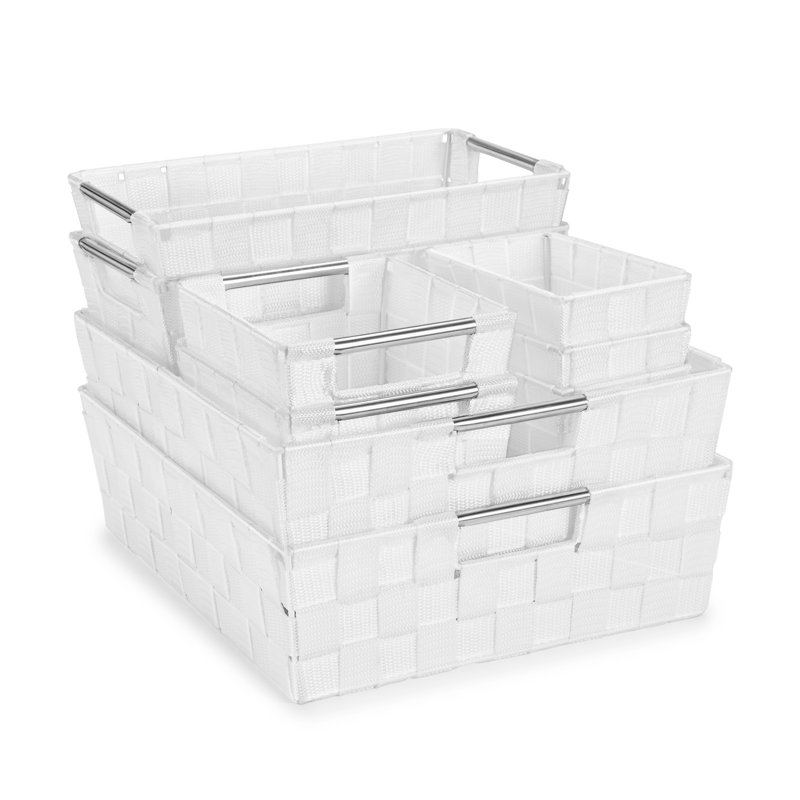 Sorbus Set of 9 Large Storage Baskets for Organizing, Mesh Hand-Woven Storage Organizers, White, White