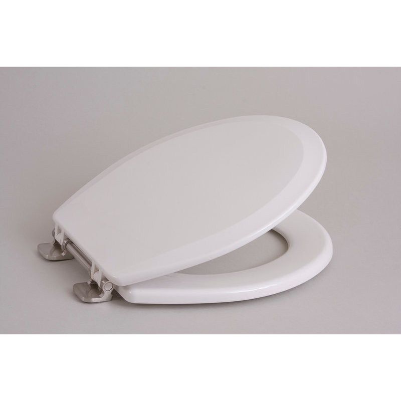 Siège de toilette rond en bois, Nickel brossé