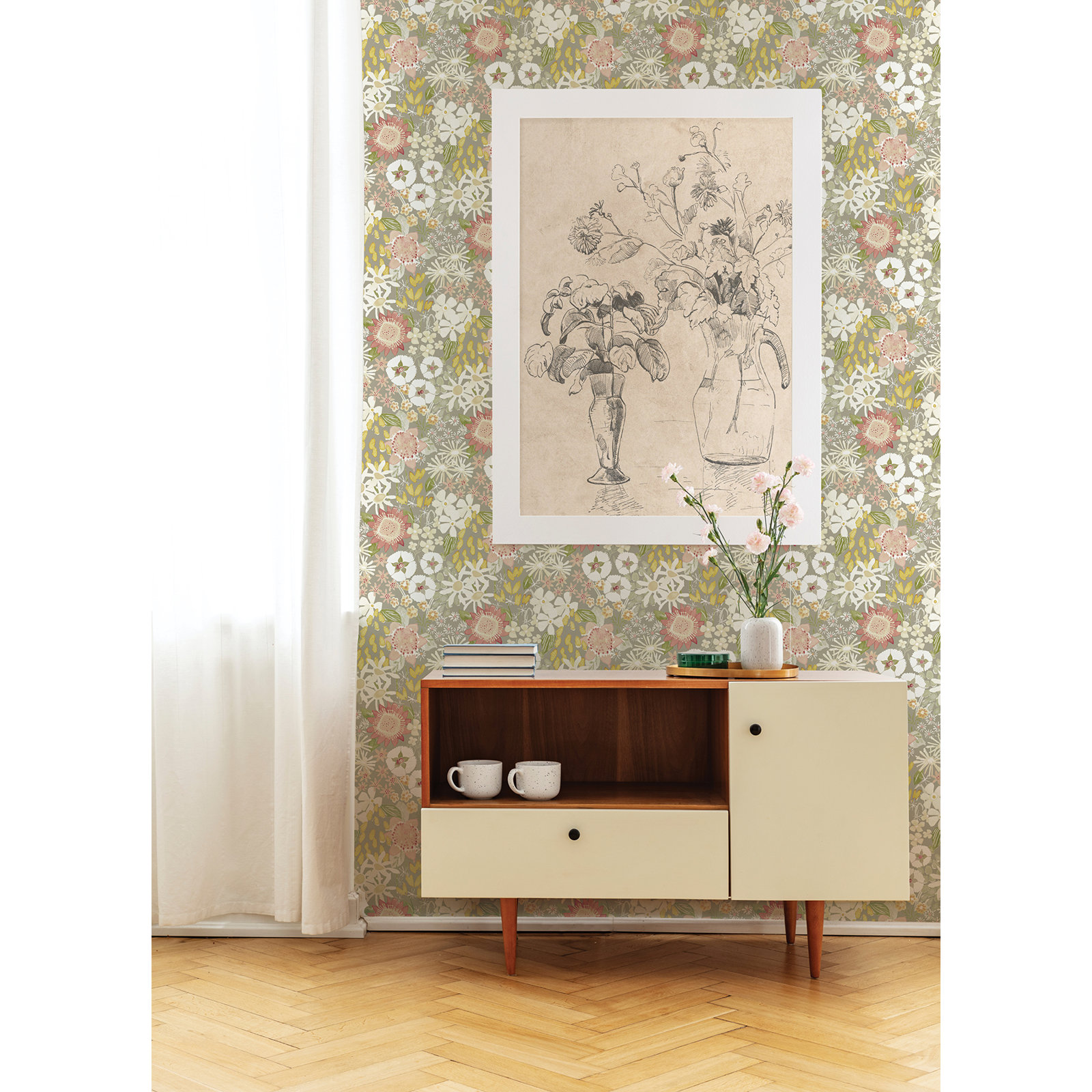 Anika Flowers Wallpaper, Neutral