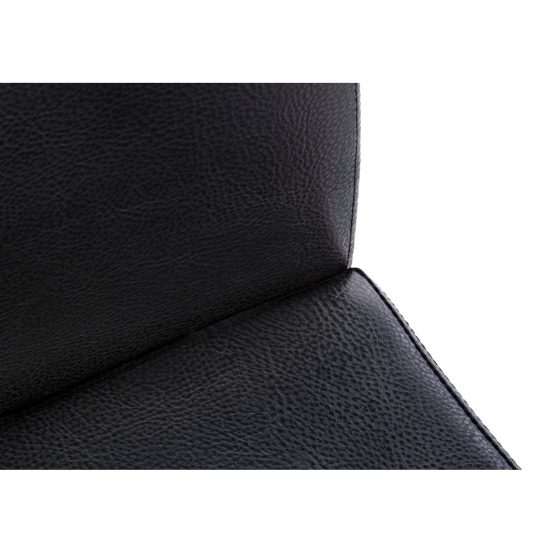 2 chaises de salle à manger, revêtues de tissu d'aspect cuir noir, pour la cuisine de pièce moderne et contemporaine, revêtement en métal, support, espace de cuisine