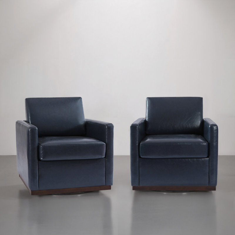 Upholstered Swivel Armchair, Navy