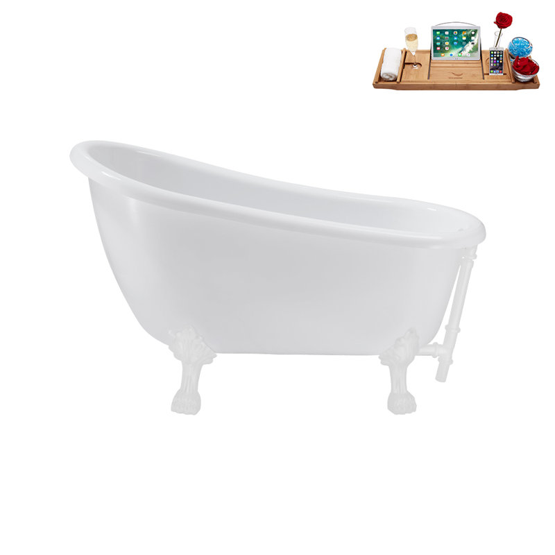 53.1'' x 25.6'' Soaking Acrylic Bathtub, Glossy White, Glossy White