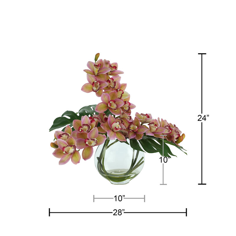 Tropical Orchid Arrangement in Glass Vase