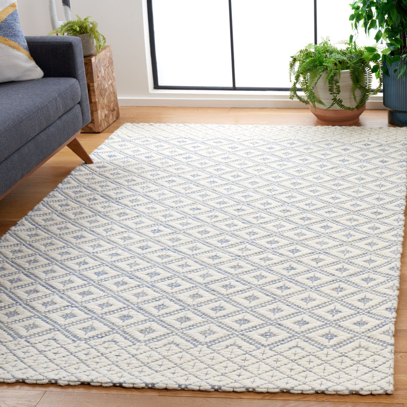 Marbella Handloomed Wool And Cotton Geometric Rug, Rectangle 5' x 8'