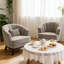 Fauteuil d'appoint rembourré de luxe, siège simple capitonné en tissu gris doux