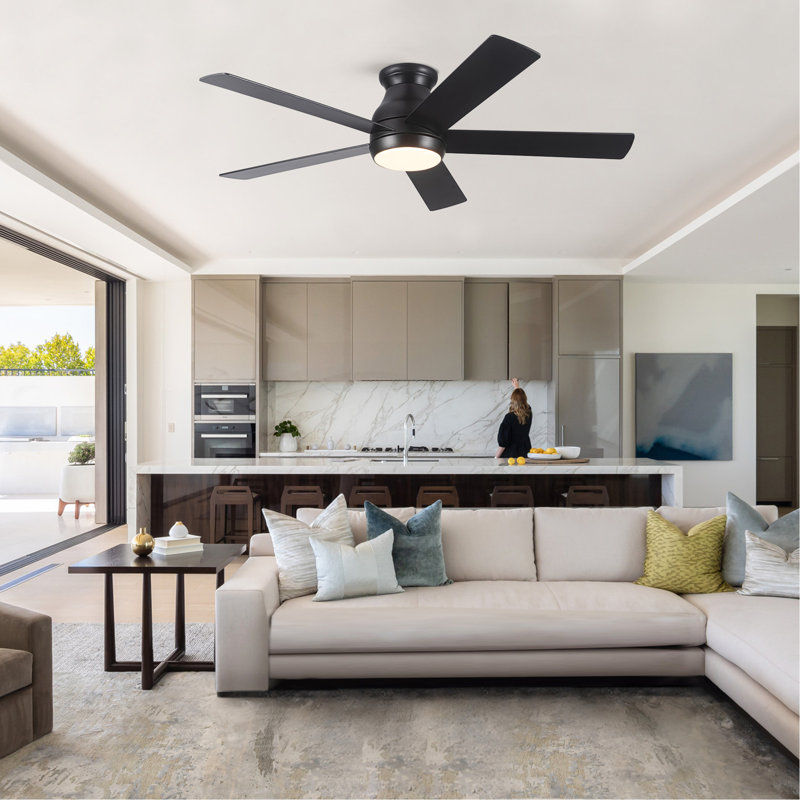Ventilateur de plafond 52 po avec lumières à profil bas, Matte Black, Matte Black