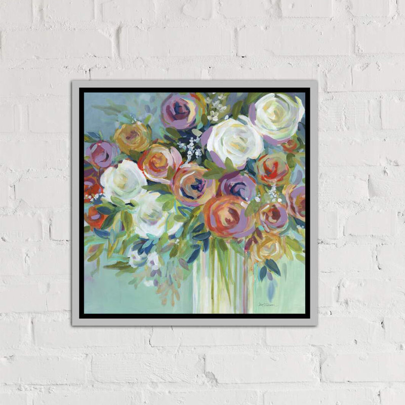 "confetti bouquet ii" par carol robinson-print, H 37 po x l 37 po x P 1,5 po, Toile avec cadre argenté