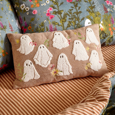 Bootanical Ghost Tufted Halloween Feather Filled Cushion