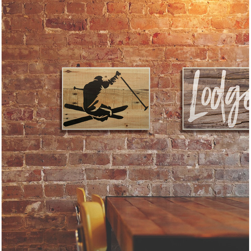 «Skier Decal» de Yara, impression, Plaque murale, H 10 po x l 15 po x P 0,5 po