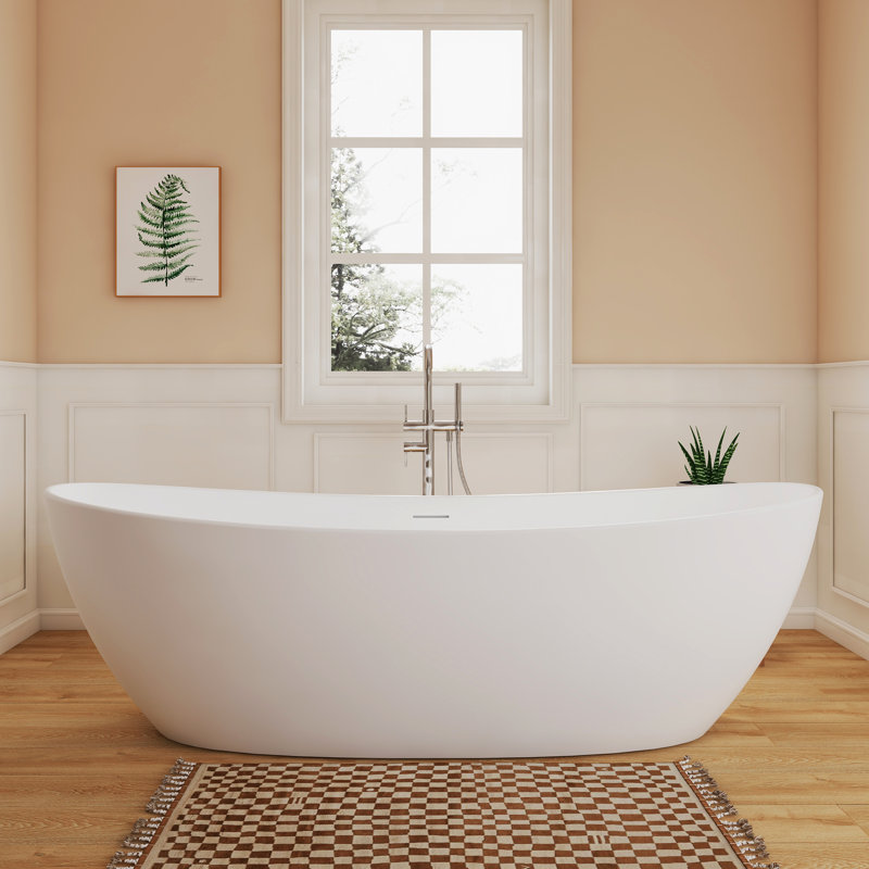 Baignoire profonde autoportante à surface solide 53 po Fslefay