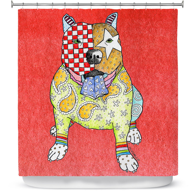 Rideau de douche simple pitbull dog light, Rouge