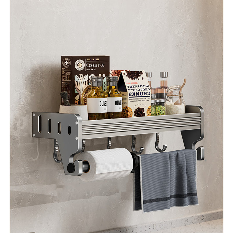 Wall Mounted Kitchen Storage Rack - No Drilling Required, Multi-Functional Spice Rack For Home Use