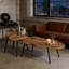 2-Piece Solid Wood Nesting Coffee Table, Irregular Shape Tabletop With Sturdy Metal Legs, Space-Saving Living Room Table Set