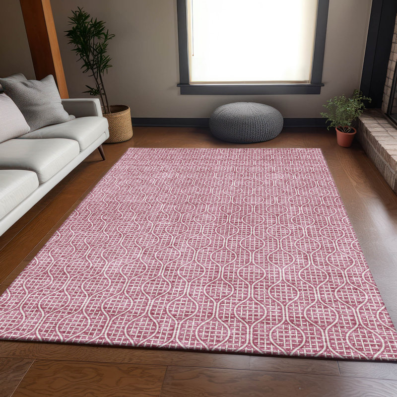 Premium Machine Washable Prisco Blush Rug, Rectangle 9' x 12'