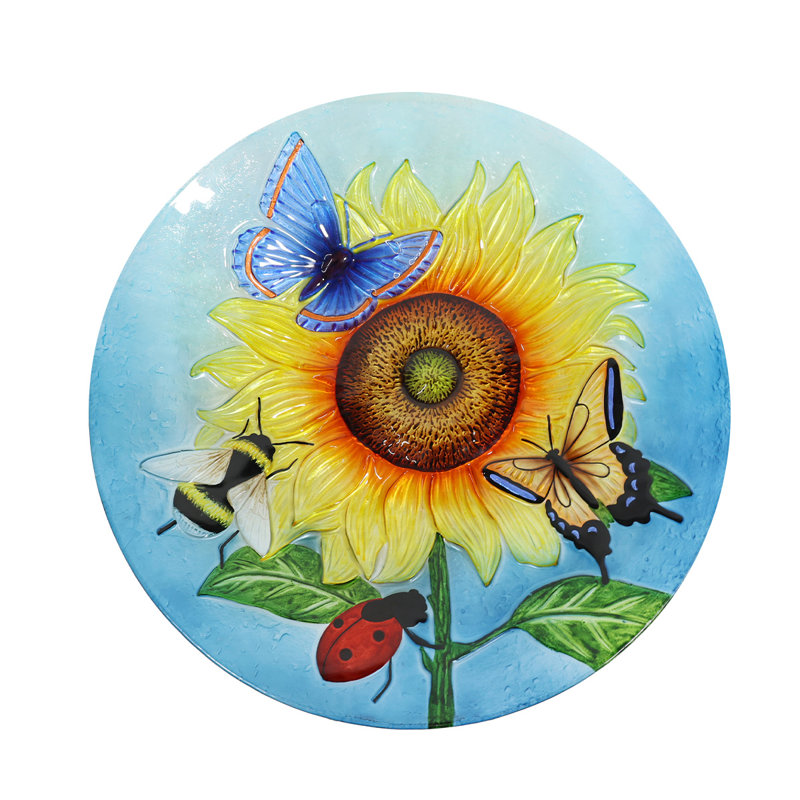 Bain d'oiseaux en verre Sunflower Dance