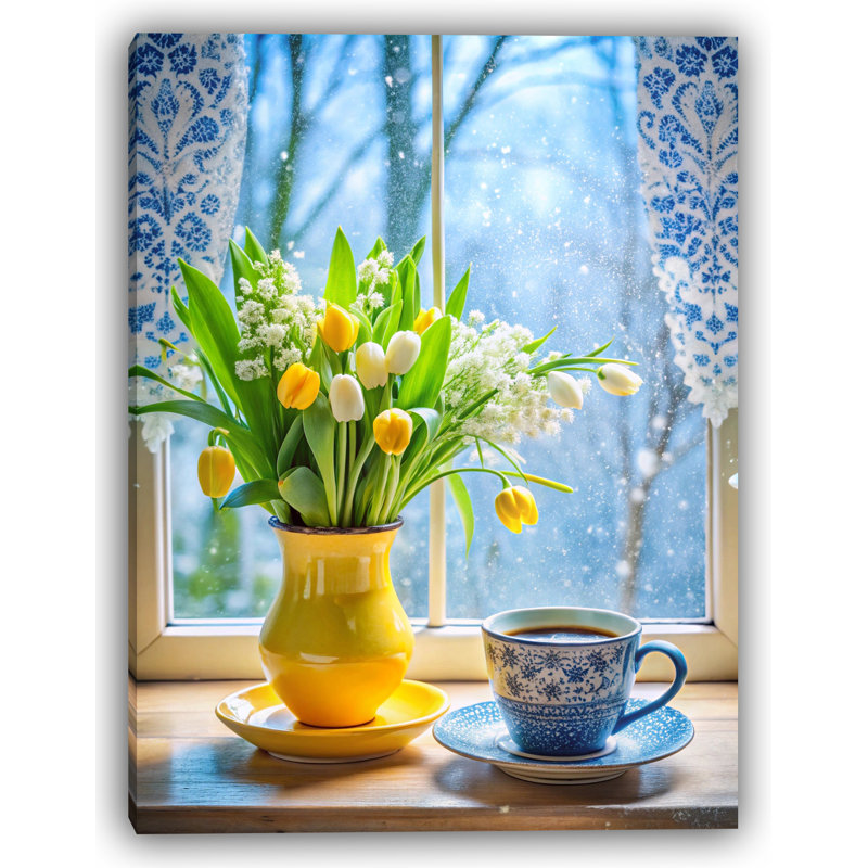 «Morning Light with Tulips and Coffee», art mural sur toile tendue